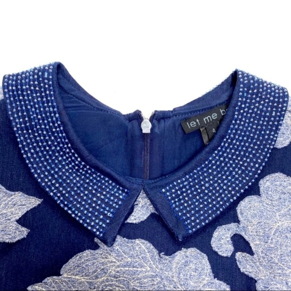 Anthropologie by Let me be Floral Patchwork Rain Garden Shift Dress Indigo Blue - Picture 9 of 11